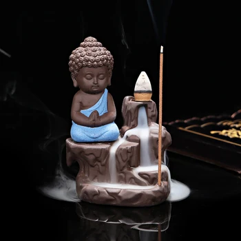 1PC Malý Mních Malý Buddha Kadidlo Keramický Horák Vôňa Držiteľ Spätnou Lopatku Tvorivé Dymu Štiav, Kadidlo Stick Kadidlo