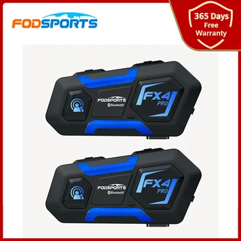 2 ks Fodsports FX4 Pro Motocykel Intercom Prilba Bluetooth Headset Nepremokavé BT Slúchadlá palubného telefónu FM Rádio 4 Jazdcov 1000M