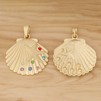 2 Kusy Matné Zlato Veľké Seashell Venuša Shell & Hviezdice Drahokamu Charms Prívesky pre Náhrdelník Šperkov 65x52mm