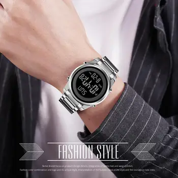 2021 Digitálne pánske Hodinky Fashion LED Mužov Digitálne Náramkové hodinky Muž Hodiny Pre Pánske Reloj Hombre Elektronické Hodinky 2 Čas