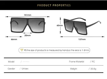 2021 dámske slnečné Okuliare Nadrozmerné Námestie Značky Dizajnér Veľké Vintage Ženy Dámy Slnečné Okuliare Okuliare UV400 oculos masculino