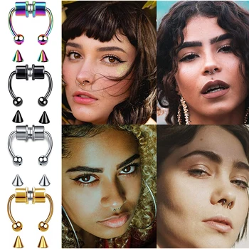 2021 Falošný Piercing V Nose Krúžok Zliatiny Nose Piercing Hoop Septum Prstene Pre Ženy, Ktoré Telo Šperky, Darčeky Módne Magnetické Falošný Piercing