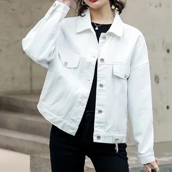 2021 Jar Jeseň Nový Jeans Bunda dámske Krátke Bunda kórejský Top Fashion Harajuku Kabát Ženy Streetwear Windbreaker Gotický