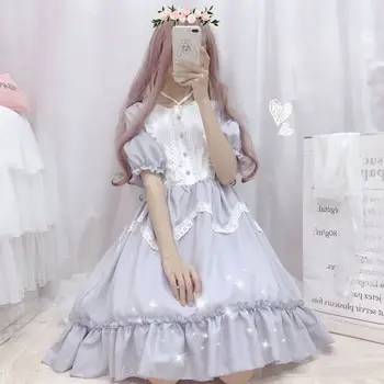 2021 Lete Vintage Japonský Lolita Dievča Šaty žien Mäkké Dievča Vietor Roztomilý Huba Čipky Šaty Krátke Šaty Cute