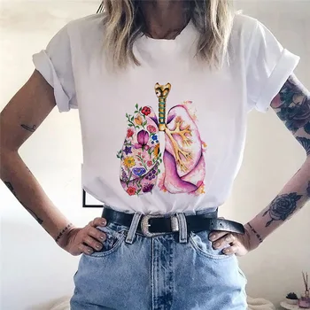 2021 Letné Nový Zábavný Srdce Grafické Estetické Kvet Lady Dievčatá Bežné Nový Streetwear T-shirt 90. rokov Ženy tričko 2021