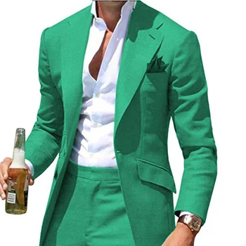 2021 Najnovšie dizajnové Pánske Večera Oblek Ženícha Tuxedos Groomsmen Svadobné Obleky, Saká pre mužov Trendy Zelenej (bunda +Nohavice) terno