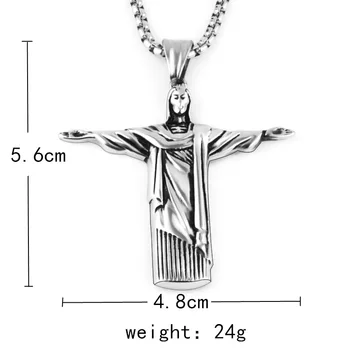 2021 Nehrdzavejúcej Ocele Kríž Ježiša, Kríž Náhrdelník Prívesok Jednoduché Ježiša Krista na Kríž, Náhrdelníky S 60 cm Reťaz