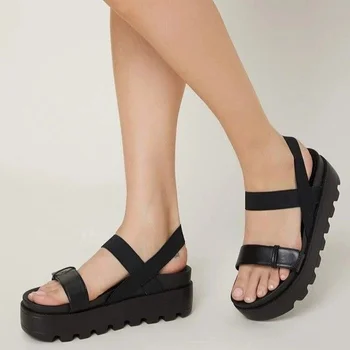 2021 Nové Sandále Ženy Letné Topánky Žena Kliny Platformu Módne Sandále Úst Ríme Biele Sandále Čierne Dámske Topánky Dizajnér