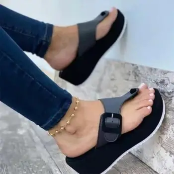 2021 Ženy, Sandále, Topánky Vonkajšie Klip Prst Platformu Dámy Papuče Lete Ležérne Topánky Pohodlné Klin Pláži Listov