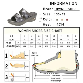 35-43 Ženy Letné Šľapky Dámy Lesk PU Kliny Topánky Žena Bežné Pohodlné Sandále na Platforme Sandále pre Ženy, Sandále