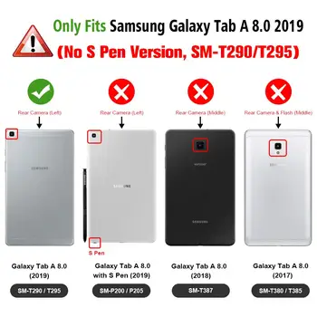 360 Rotujúce obal pre Samsung Galaxy Tab 8.0-SM-T290 Tablet 2019 Prípade PU Kryt T290 T295 T297 Funda Prípade Para Coque