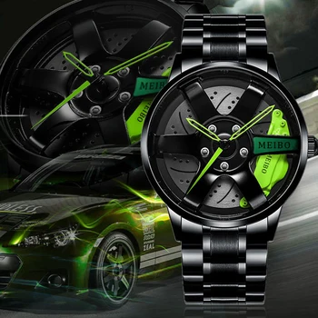 3D Športové Auto Kolesa Sledovať Nové pánske náramkové hodinky Módne Jedinečné Hodinky Quartz Hodinky Luxusné Hodinky