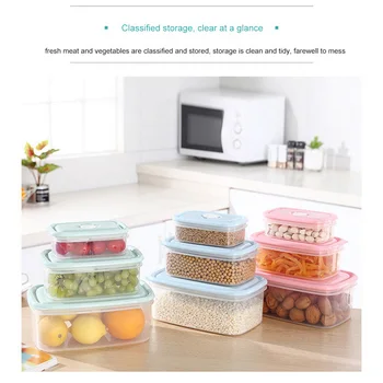 3ks Transparentné Potraviny v Čerstvom stave-vedenie Okno Plastové Potravín Kontajner Multi Kapacita Bento Box Chladnička Mikrovlnná Kuchyňa Úložný Box