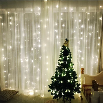 4M x 3M Cencúľ Garland LED Záves Svetlá Na Okno String Svetlá Vlkovcový Vianočné Dekorácie Pre Domov Izba Dovolenku Osvetlenie