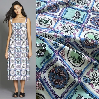 50x145cm Barokový vytlačené prírodné bavlna popelín tkaniny tkaniny materiál, módne sukne odev, textílie pre šaty