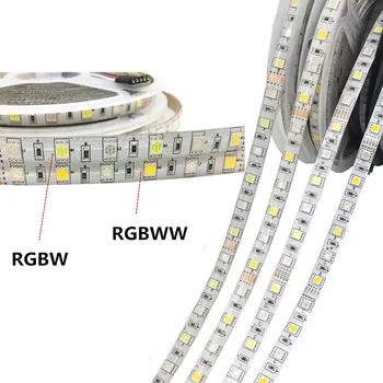 5M RGB + Biela / Teplá biela LED Pásy Lampa 5050 SMD 60leds/m Vodotesný RGBW RGBWW Flexibilné LED Svetlo, LED Pásy S 12V Adaptér