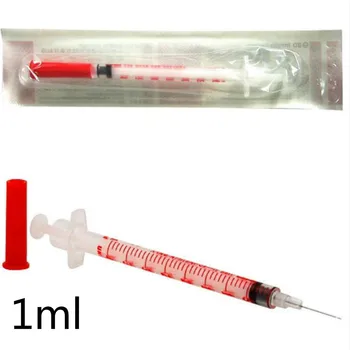 6pcs 1ml Jednorazové Plastové Kvapaliny Dávkovač Striekačka, Ihla, vstrekovanie pre inzulínovou striekačkou