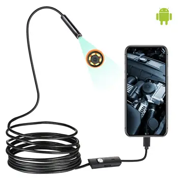 7mm Endoskopu Fotoaparát Vodotesný Mini 1m Mäkké USB LED Micro Endoskopu na Aute 6 Led Nastaviteľné Kanalizácie Fotoaparát na Android/PC