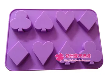 8 otvor Zábava hrať karty tvar Silikónové Tortu Formy čokoláda Pečenie nástroj