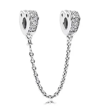 925 Sterling Silver Kúzlo Wildflower Lúka S Fialovým Crystal Bezpečnosti Reťazca Korálky Fit Pandora Náramok & Náhrdelník DIY Šperky