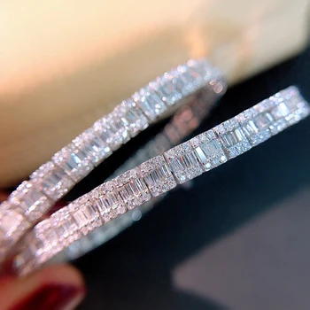 Aazuo Reálne 18K Biele Zlato Skutočný Diamant 3.6 ct Módne Lichobežník Náramok Pre Ženy Luxusnej Módnej Svadobné Zapojenie Strany
