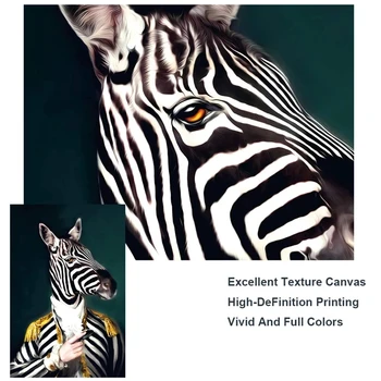 Abstrakt Zebra Vo Vojenskej Uniforme Plátne, Obrazy na Stenu Umenie Plagáty a Vytlačí Zábavné Umenie Zvieratá, Obraz Domova Cuadros
