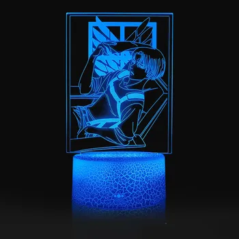 Anime Dekor Led Lampa Útok na Titans 4 Noci Svetlá Eren Yeager Stolové Lampy, Spálňa Decor Akrylových 3D Stôl Svetlá USB Nočné Lampy
