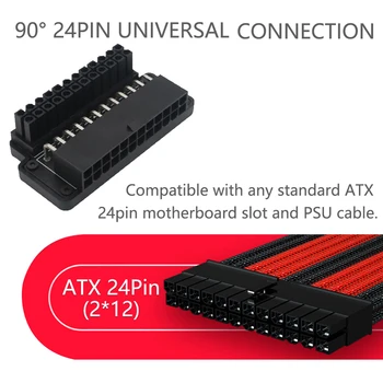 ATX 24-Pin Žena do 24 Pinová 90 ° Uhle Adaptér Doske Doske pre počítač, Napájací Kábel PC Napájací Kábel
