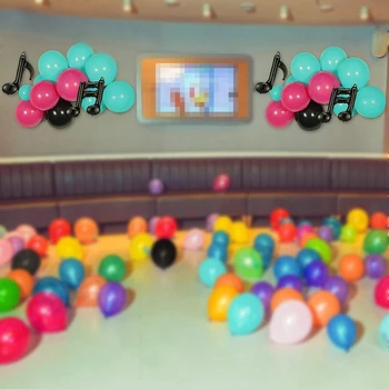 Black Rose Modrá Farba Latexový Balón 125pcs Vyhovovali Video Theme Music Party Usporiadanie Hudobných Poznámka Fólie Loptu Dodávky