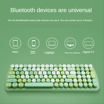 Bluetooth Klávesnica s Farebnými Retro Nádherný Keycaps Bezdrôtová Bluetooth Klávesnica pre PC Počítač, Notebook Notebook Hra
