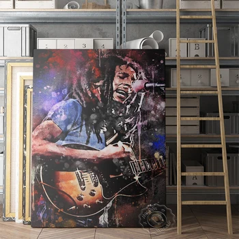 Bob Marley Watercolour Plagát,Jamajský Spevák-Skladateľ Fanúšikov Zbierať Portrétne Umenie Tlač, Spevák Farebné Kresby Domov Stenu Decor