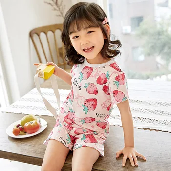 Detské Letné Pyžamo Bavlna-Krátke rukávy Chlapci Dievčatá Oblečenie Sady Deti Cartoon Sleepwear Deti Pyžamá Enfant Dieťa Pyžama