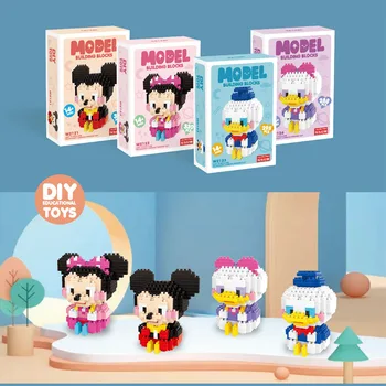 Disney Karikatúry Mini Bloky Mickey Minnie Cartoon Tehla Hračky Hobby Model Micro Budovy Tehlové Bloky, Akčné Figúrky, Hračky pre Deti,