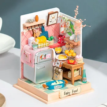DIY Miniatúrne Drevené Moderný Štýl Dollhosue Malé Jednoduchosť Doll House Súpravy, Nábytok Pre Bábiky, Hračky Pre Deti Darček k Narodeninám