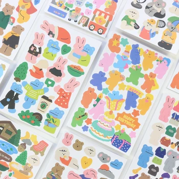 Domikee Nový roztomilý candy kórejský cartoon zvierat DIY denník plánovač nálepky škole študent vestník dekoračné nálepky na kancelárske potreby