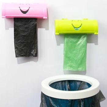 Domácnosti / Office Wall-mount Plastové Úložný Box Odpadkové Vrece Držiteľ Multi-farebné Roztomilý Úsmev Kuchyňu, Kúpeľňu Kontajner Organizátor