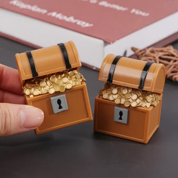 Domček Pre Bábiky Miniatúrne Pokladom Box Model Pirate Zlaté Mince Box Domov Ornament