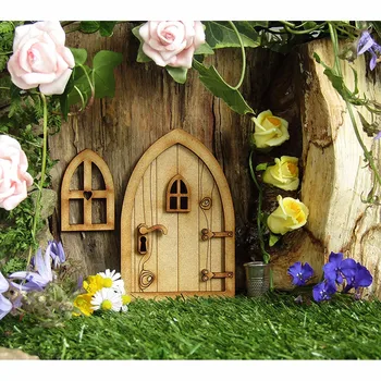 Drevené 3d Rozprávky Záhrada Dvere Ručne Vyrobené Diy Dvere Miniatúrne Dekorácie Rozprávková Záhrada Známky Doll House Dvere Plavidlá HouseDoor#p30