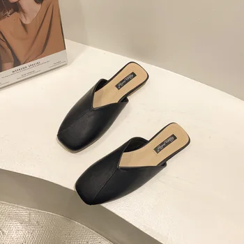 Dámske Papuče Vonkajšie Ploché Muller Topánky Ženské Módne Sandále 2021 Nové Módne Otvorené Prst Papuče Módne Ženy Kožené Topánky
