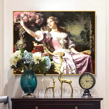 Európa Retro Klasickej Krásna Žena, Plátno, Maľovanie Domov Spálňa Decor Plagáty A Vzory, Obrázky Na Steny V Obývacej Izbe Umenie