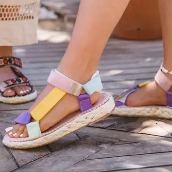 Farebné dámske Sandále s Sanfore Semiš 2021 Letnej Kolekcie Otvorené Prst Bežné Moderné Topánky Gladiator Štýl Dámy Outdoor