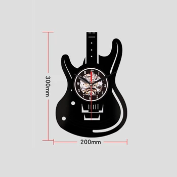 Gitara Wall Art Nástenné Hodiny Domáce Vnútorné Dekorácie Vinylových platní LED Nástenné Hodiny Milovník Hudby Gitarista Darček S/Bez LED