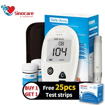 Glucometro zdravotníckych pomôcok Sinocare Bezpečné Accu diabetes meter s 50/100 glukózy pásy a lancets krvi Monitorovací Systém