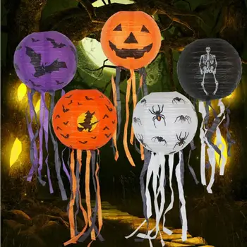 Halloween Dekorácie Horor Lebka Hlavy Spider Tekvica DIY Papierové Závesné Svietidlo Halloween Svietidlo Svietidlo Halloween Svetlo svietidla