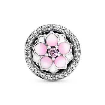 Hot Predaj 925 Sterling Silver Blue Pink svetlé kvetinové kúzlo kvet DIY jemné korálky Fit Pôvodné Kúzlo Náramok Pandora DIY Šperky