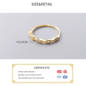 INZATT Reálne 925 Sterling Silver Zirkón Geometrické Nastaviteľný Krúžok Pre Módu Ženy 18K Gold Jemné Šperky Roztomilý Príslušenstvo