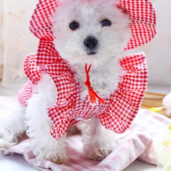 Jar Leto Roztomilé Oblečenie Pre Psy, Pet Princezná Šaty Mriežky Šaty Kockované Šaty Pre Malé Stredné Pet Teddy Chihuahua Oblečenie