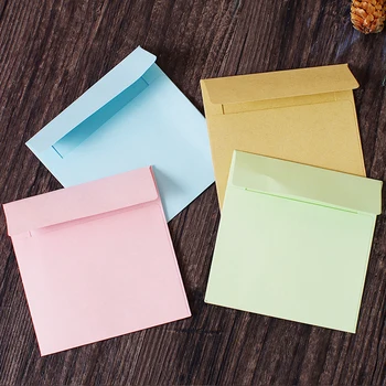 JIANWU 10pcs Jednoduché jednofarebné námestie obálky obálka papierová taška Office kancelárske potreby