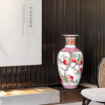Jingdezhen Keramiky Famille Peach Rose Vzor Váza Ozdoby Čínsky Obývacia Izba Víno Kabinet Starožitností, Váza, Domáce Dekorácie