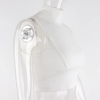 Kryptografické Elegantné Módne Oblečenie 2021 Lete Turtleneck Biela Tank Topy pre Ženy bez Rukávov Top Ostrihané Klubu Strany Bežné